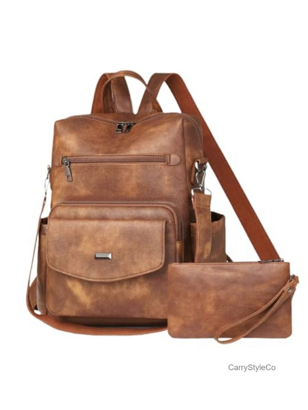 PU Leather Backpack Purse Convertible Travel Shoulder Bag Fits 13.3" Laptop